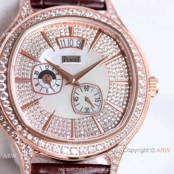 Swiss Copy Piaget Emperador Coussin Dual Time Zone Watch Rose Gold Diamond 4