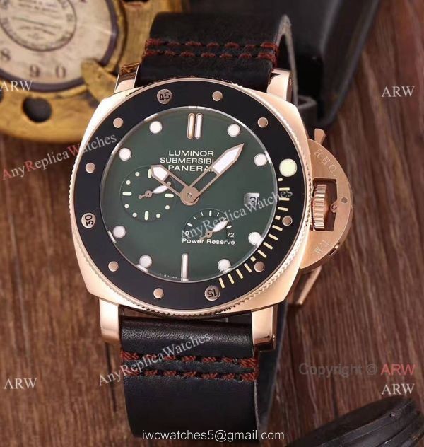 Newest Copy Panerai Luminor Submersible Power Reserve Watch Green Face 4