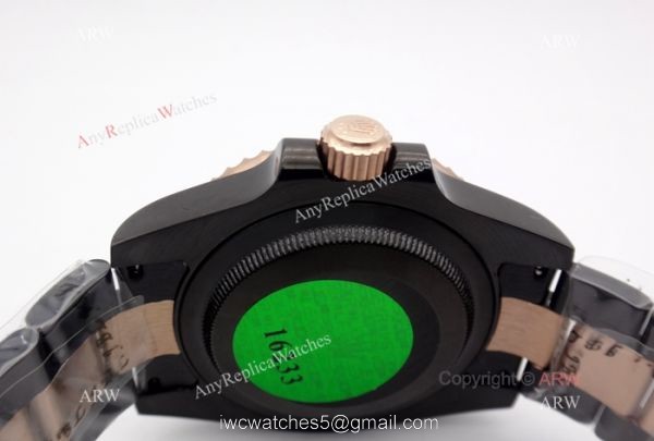 High Quality Solid Black Rolex Submariner Watch 2-Tone Rose Gold Black Ceramic Eezel 4