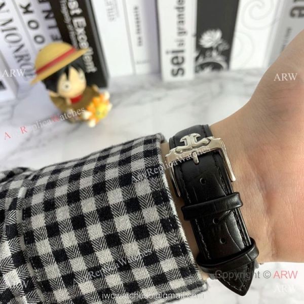 Copy Jaeger-LeCoultre Master Calendar Watch Silver Face Black Leather strap 4