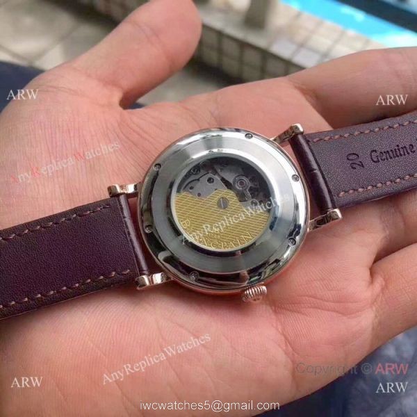 Copy Blancpain Lovers Watch Rose Gold Brown Leather Strap 4