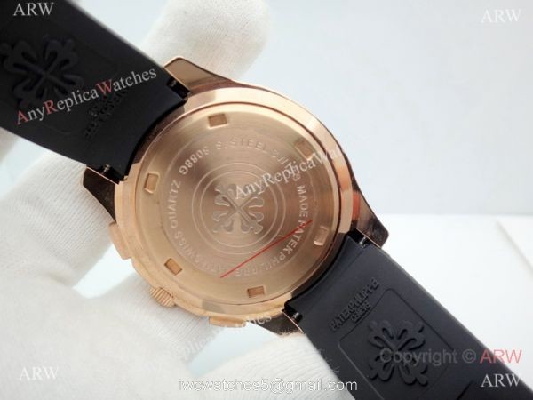 Copy Patek Philippe Aquanaut Chronograph watch Rose Gold Black Dial 4