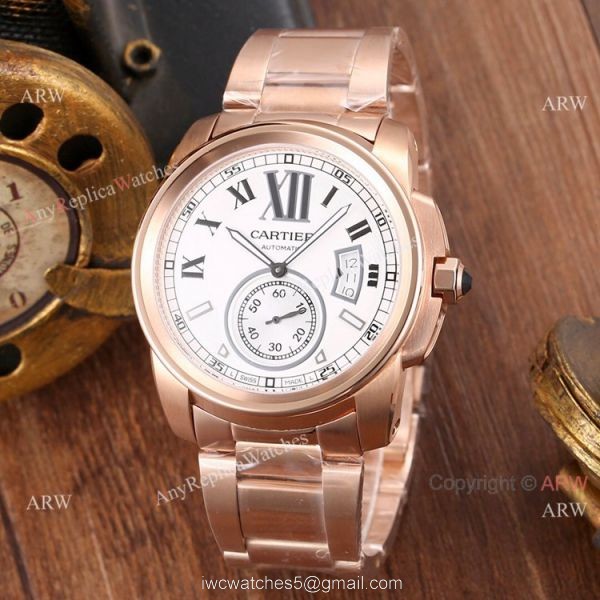 High Quality Replica Cartier Calibre de Cartier 2 Tone Rose Gold Watches 4