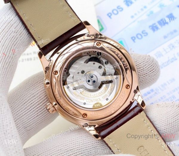 Clone Jaeger-LeCoultre Master Reserve de Marche Watch Rose Gold Diamond Gray Dial 4