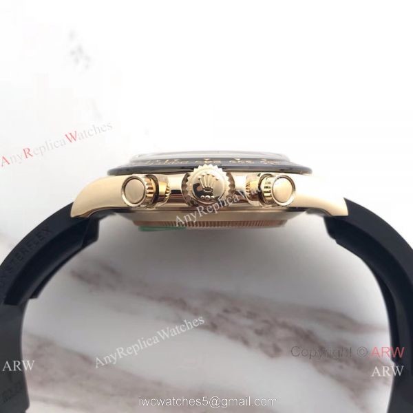 Copy Daytona Gold Case Black Rubber watch / AR Factory rolex watch 4