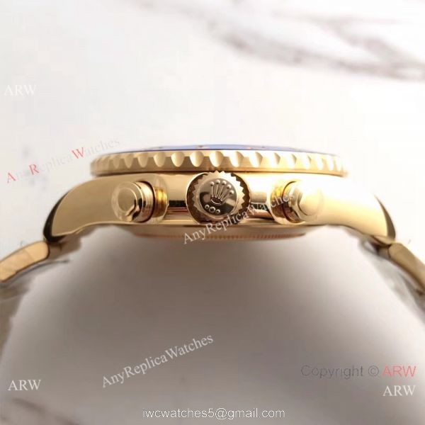 JF Factory Replica Rolex Yacht-master II All Gold Case Blue Ceramic Bezel Men Watch 4
