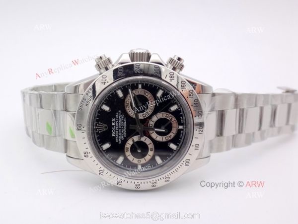 NEW UPGRADED Rolex Daytona Replica Watch -Stainless Steel Black Face 4