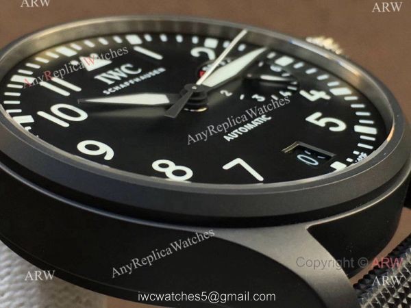 Replica IWC Big Pilot Le Petit Prince Black Case Rubber Strap 4