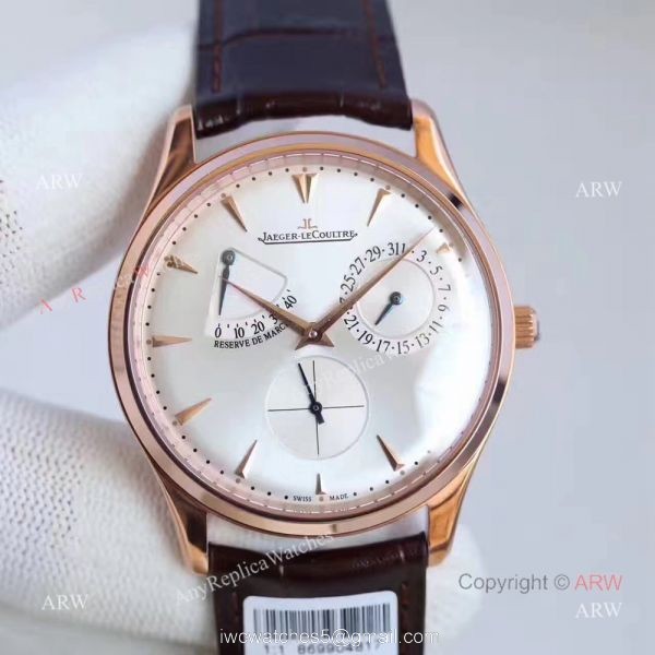 Replica Jaeger-LeCoultre Master Ultra Thin Reserve de Marche 39mm watch White Dial Rose Gold 4