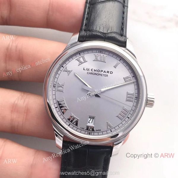 Swiss Classic Chopard L.U.C 9015 Watch SS Gray Roman Markers 4