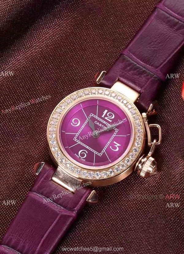 Wholesale Price Replica Cartier Pasha Lady Watch Rose Gold Case Blue Version 4
