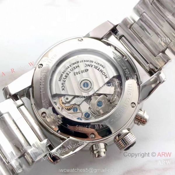 Swiss Grade 7750 Mont blanc Knock off Timewalker 316L Stainless Steel Black Face Watch 4