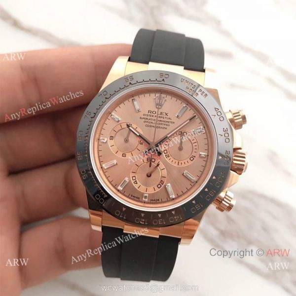 Swiss Grade Rolex ?R Cosmograph Daytona Watch Rose Gold Diamond Dial 4