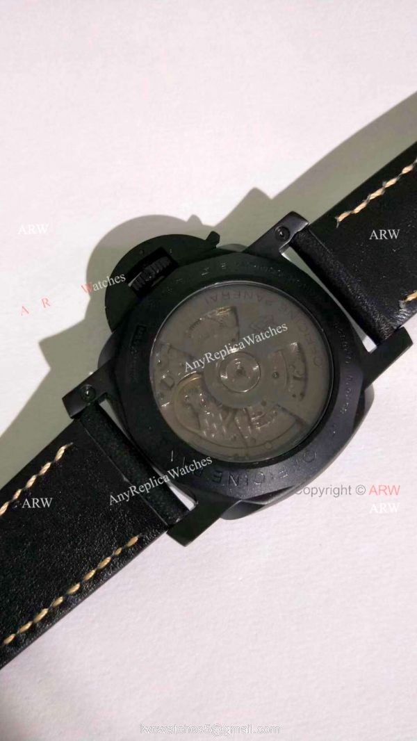 Clone Panerai Luminor GMT PAM00320 Black Steel Watch Orange Markers 4
