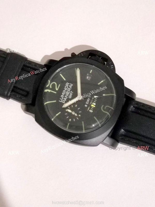 New Panerai PAM 233 Luminor GMT 8 Days Black Steel Case Watch 4