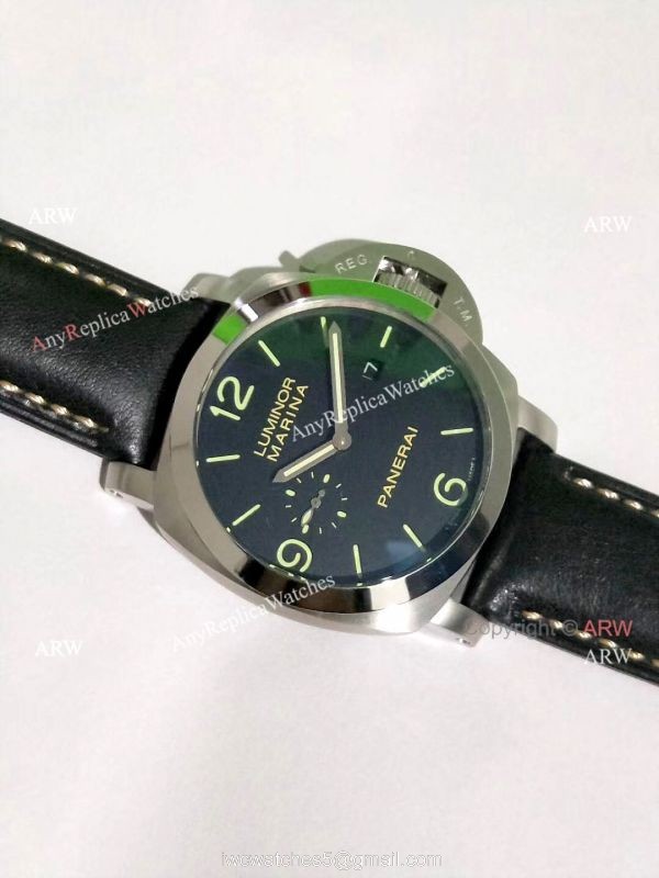 Buy Fake Panerai Watch Luminor Marina Pam 312 Black Leather Wrist 4