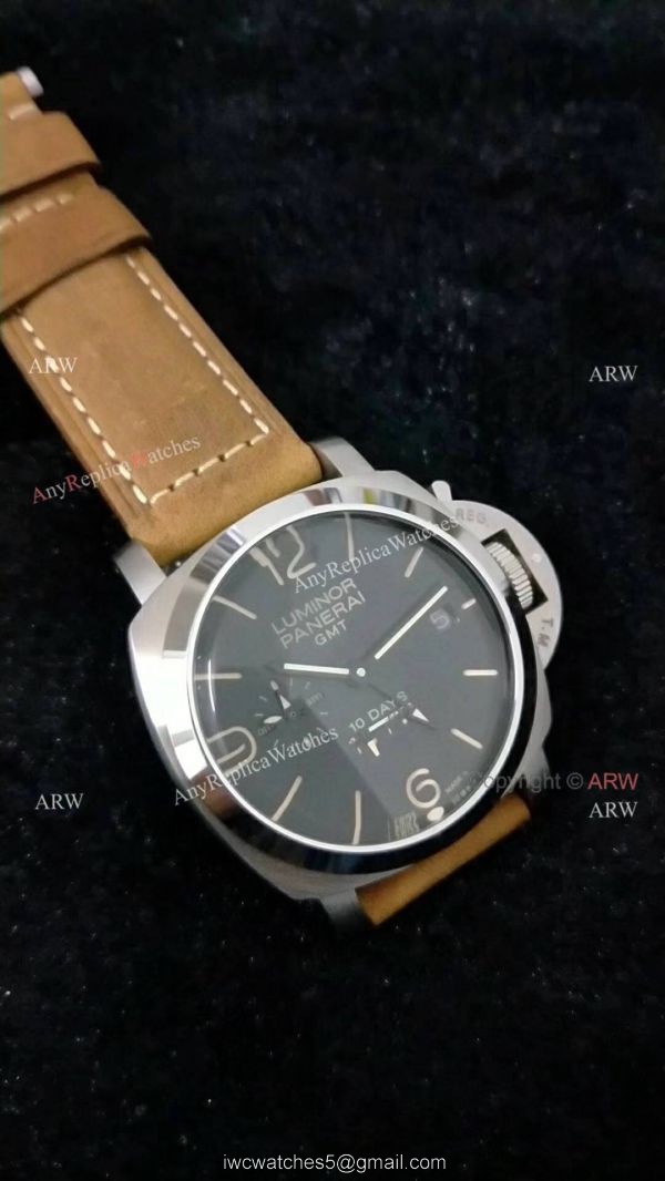 AAA Replica Luminor Panerai 10-Days GMT PAM 533 Watch Brown Leather Band 4
