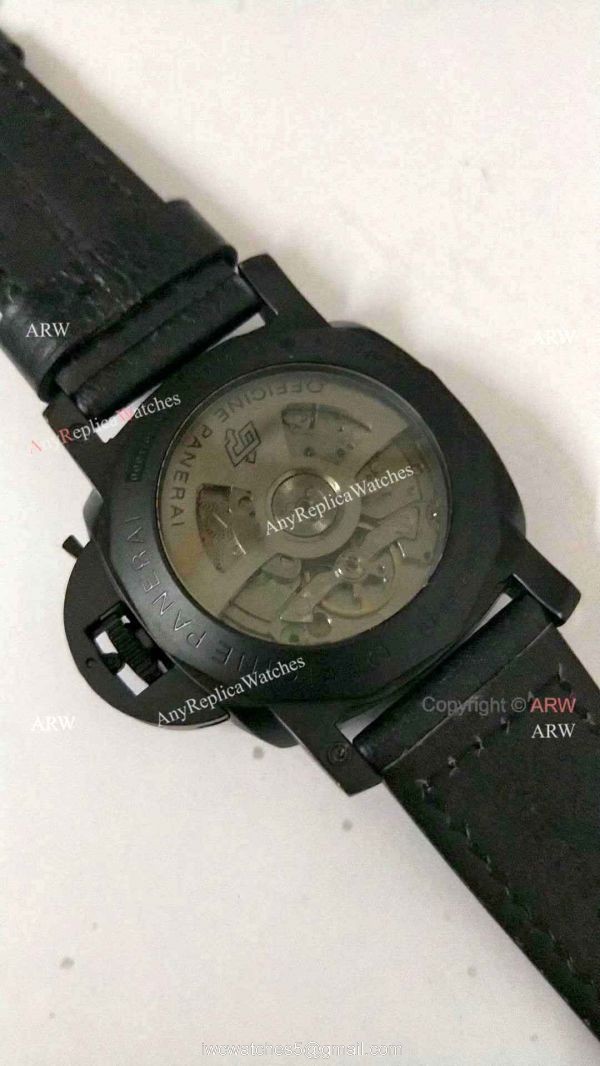 Fake Panerai Luminor 10 Days GMT Watch PAM335 Black Case Orange Markers 4