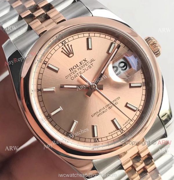 Swiss Grade 2 Tone Rose Gold Rolex Datejust 36mm Jubilee Watch AR Factory 4