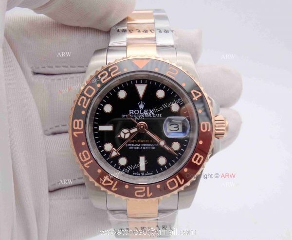 New Baselworld Rolex GMT-Master II BlackBrown Ceramic Bezel Watch 40MM 4