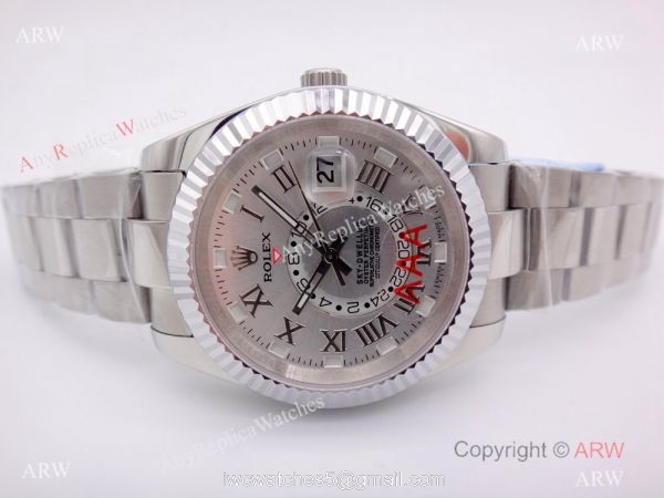 Stainless Steel Silver Dial Rolex Sky-Dweller 326939w Copy Watch w/ Working Time Zone 4