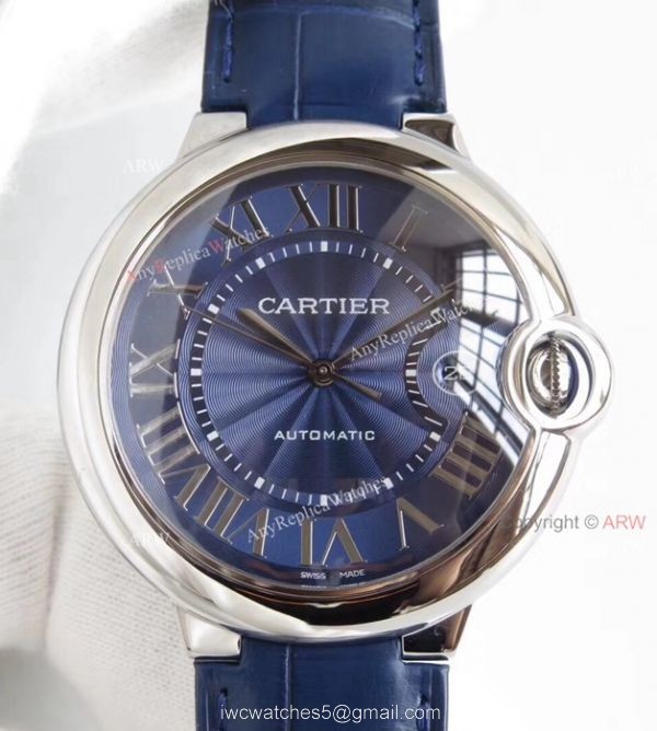 AF Factory Swiss Cartier Ballon Bleu White Dial Black Leather Strap Watch 4