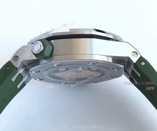 New Swiss 3120 Audemars Piguet Royal Oak Green Dial Green Rubber Band Replica Watches 4