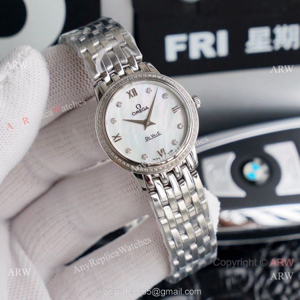 Swiss Quartz Omega Women De Ville Watches Stainless Steel 4