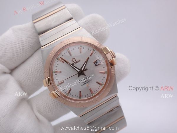 Replica Omega Constellation Automatic Men Watch 2 Tone Rose Gold Band W White Dial 4