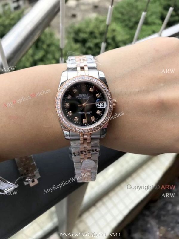 Copy Rolex Datejust 2-Tone Rose Gold Diamonds Watch 31MM 4