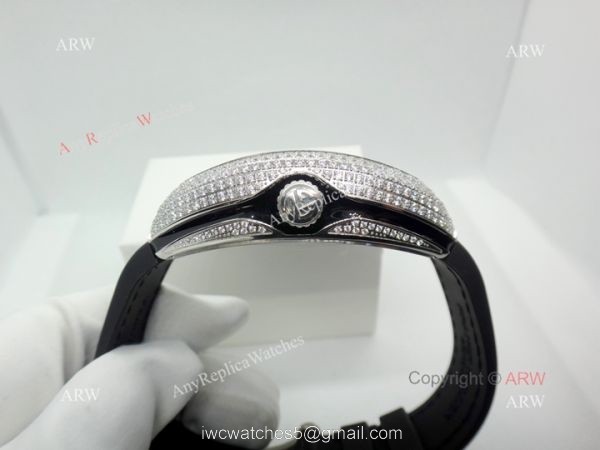 2019 Replica Franck Muller Vanguard Iced Out Full Diamond Watch Silver Case 4