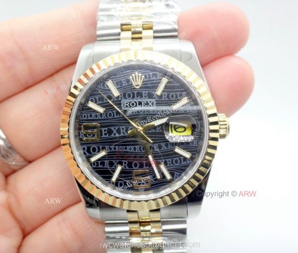 Rolex Oyster Perpetual Datejust Jubille Bracelet Black Rolex Dial Copy Watch 4
