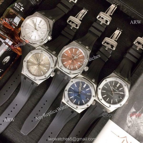Audemars Piguet Royal Oak Fake Watches 43mm SS Black Rubber Bracelet 4