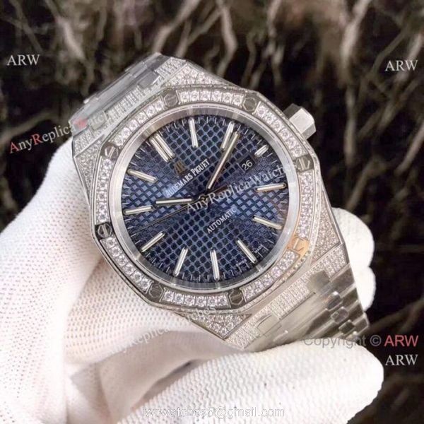 Fake Audemars Piguet Royal Oak Diamond Watches Stainless Steel Champagne Face 4