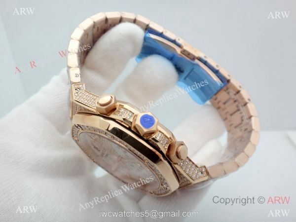 AAA Replica Audemars Piguet Royal Oak Rose Gold diamond Watches 41mm 4