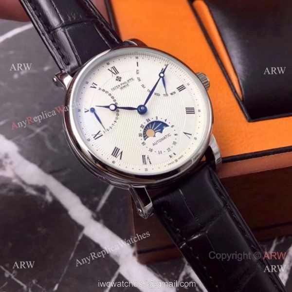 Fake Patek Philippe Geneve Complications Moonphase Copy Watch White Face 4
