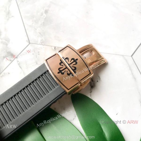 Replica Patek Philippe Engraving Nautilus Rose Gold Watch 42mm 4