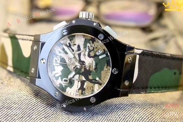 High Quality Hublot Big Bang Men Watch Black Case Camouflage Dial 4
