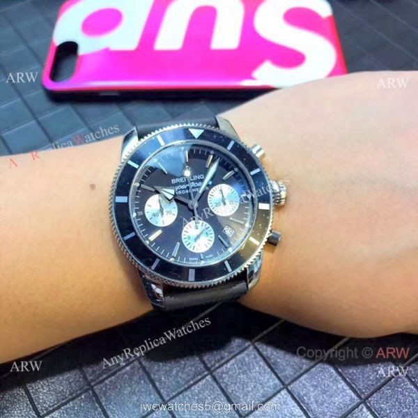 Breitling Superocean 43mm Watch SS Blue Dial Blue Rubber Strap 4