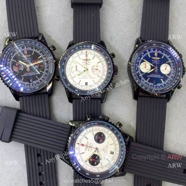 High Quality Breitling Navitimer Rubber Strap Black Case White Dial 46mm Wrist 4