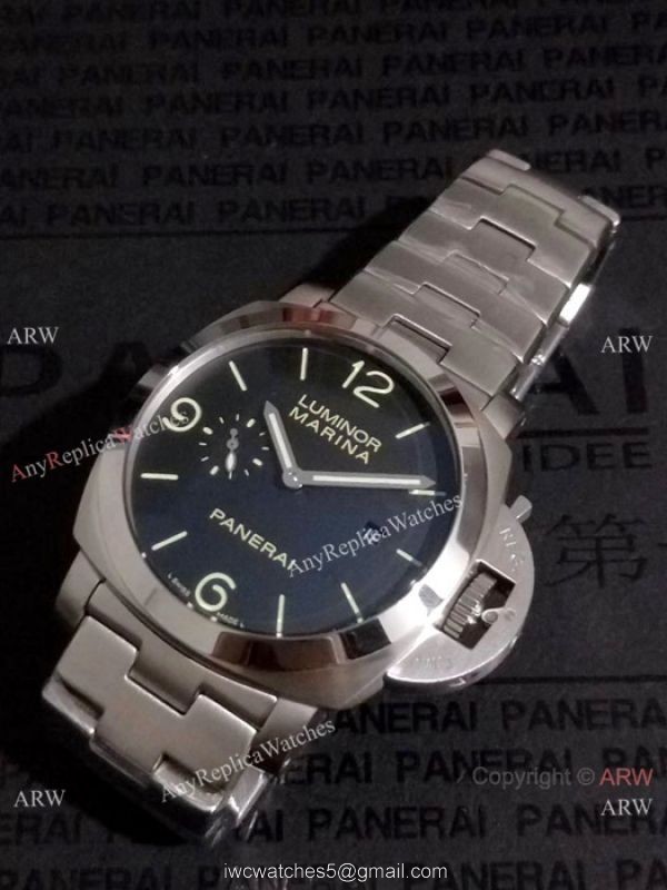 Copy Panerai Luminor Steel Bracelet Black Face PAM00328 4