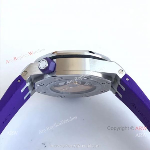 Copy Audemars Piguet Royal Oak Offshore Diver Swiss 3120 Watch SS Purple Dial 4
