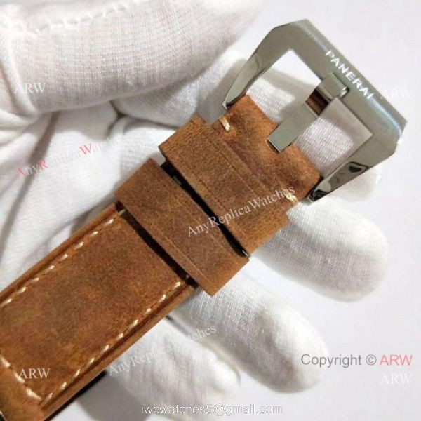Luminor Marina Panerai White Dial Brown Leather Strap Watch Pam1499 4