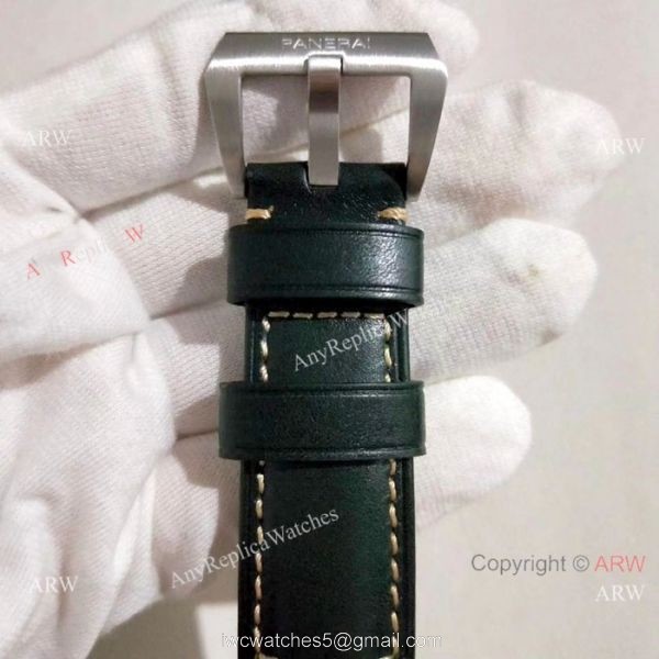 Replica Panerai Luminor Green Dial Green Leather Strap Watch Men 4