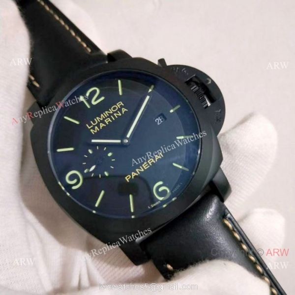 All Black Panerai Luminor Marina Replica Watch PAM00312 4