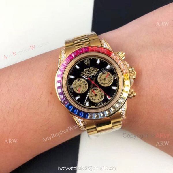 Yellow Gold Daytona Rolex Rainbow Replica Watches Automatic Movement 4