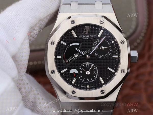 Swiss 2329 Audemars Piguet Royal Oak GMT Stainless Steel Black Dial Watch 4