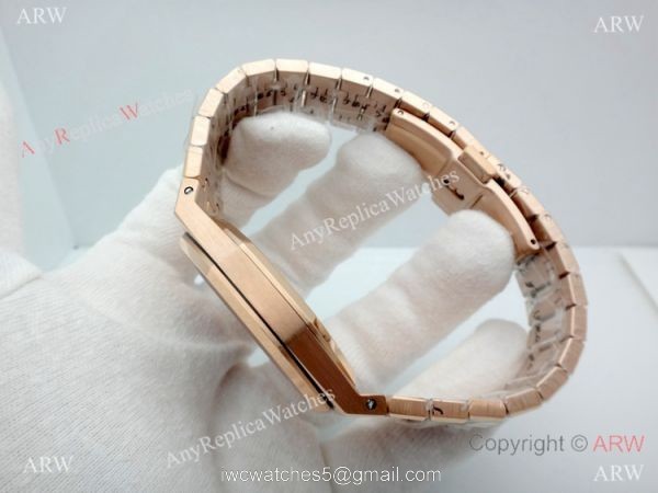 Swiss Grade Copy Audemars Piguet Royal Oak Extra-thin Openworked Rose Gold Watch 4
