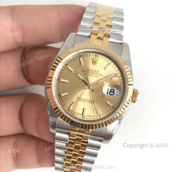 AR factory Replica Rolex DateJust 904L 3135 Watches Two Tone Jubilee Bracelet 4