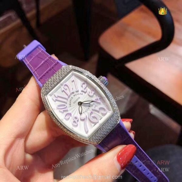 2019 Replica Franck Muller Vanguard Iced Out Watches Lady Size 4
